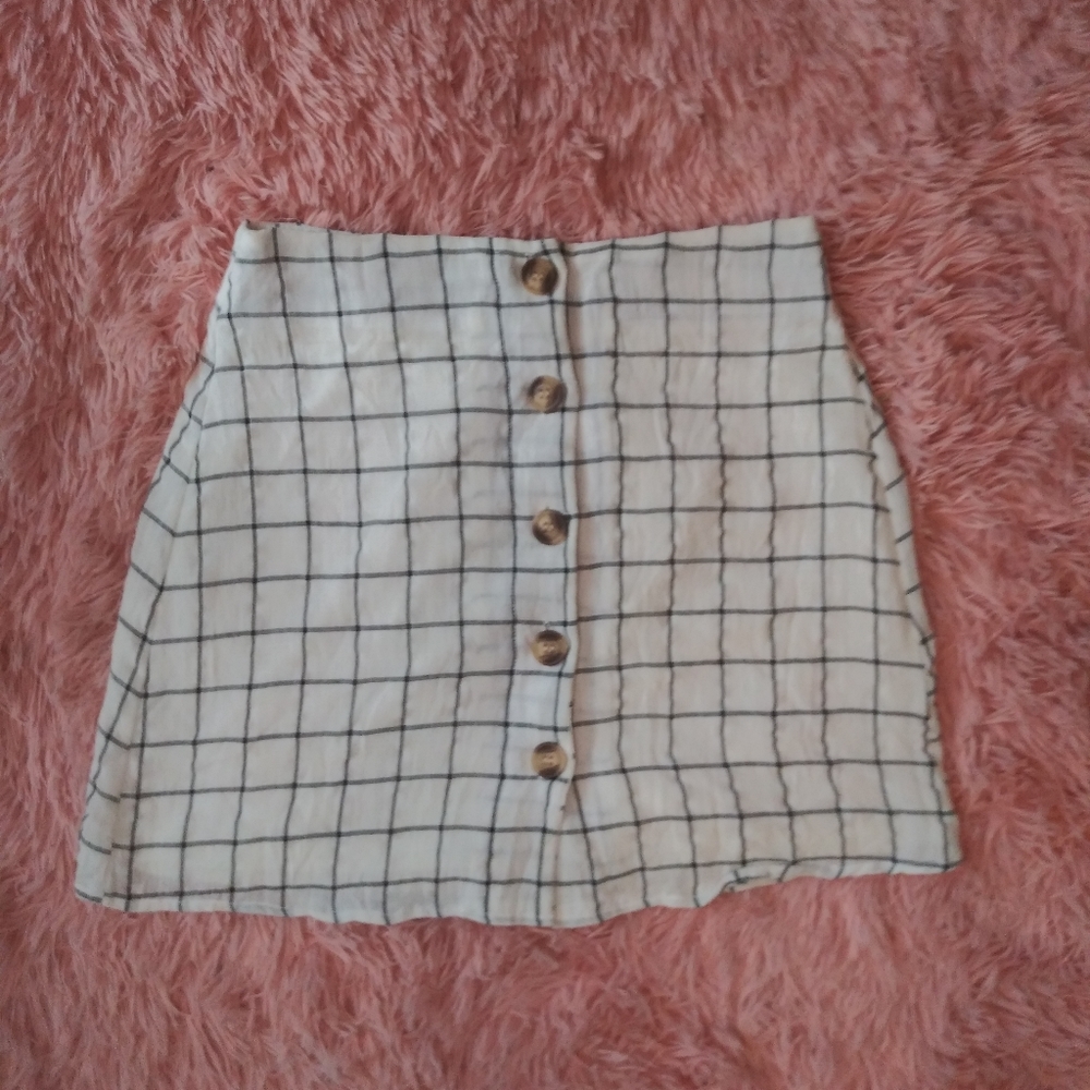 Lydelle Plaid Black & White Mini Skirt Size S